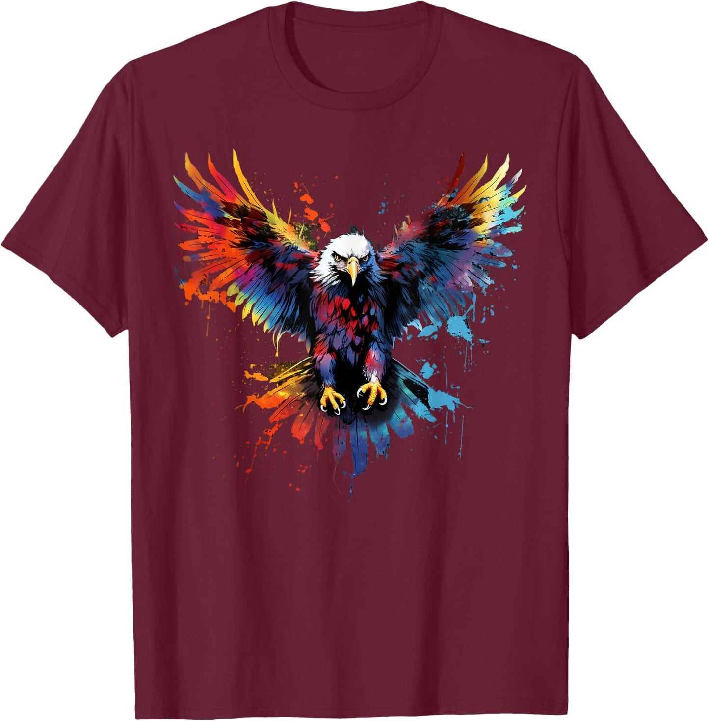 Cool Eagle on Colourful Painted Eagle , black T-Shirt - T-Shirt | Maroon