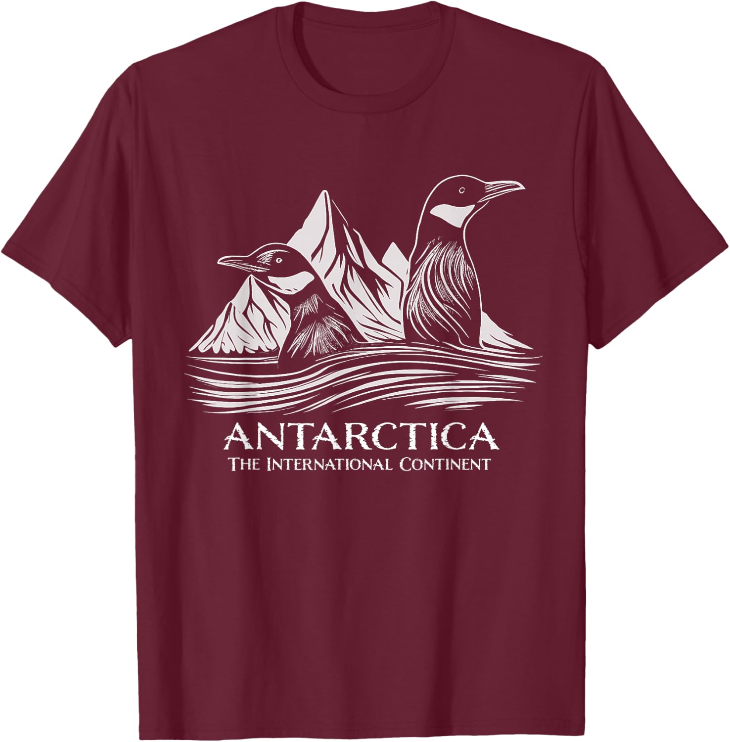 Antarctica Cute Penguins Antarctic Research Souvenir T-Shirt - T-Shirt | Maroon