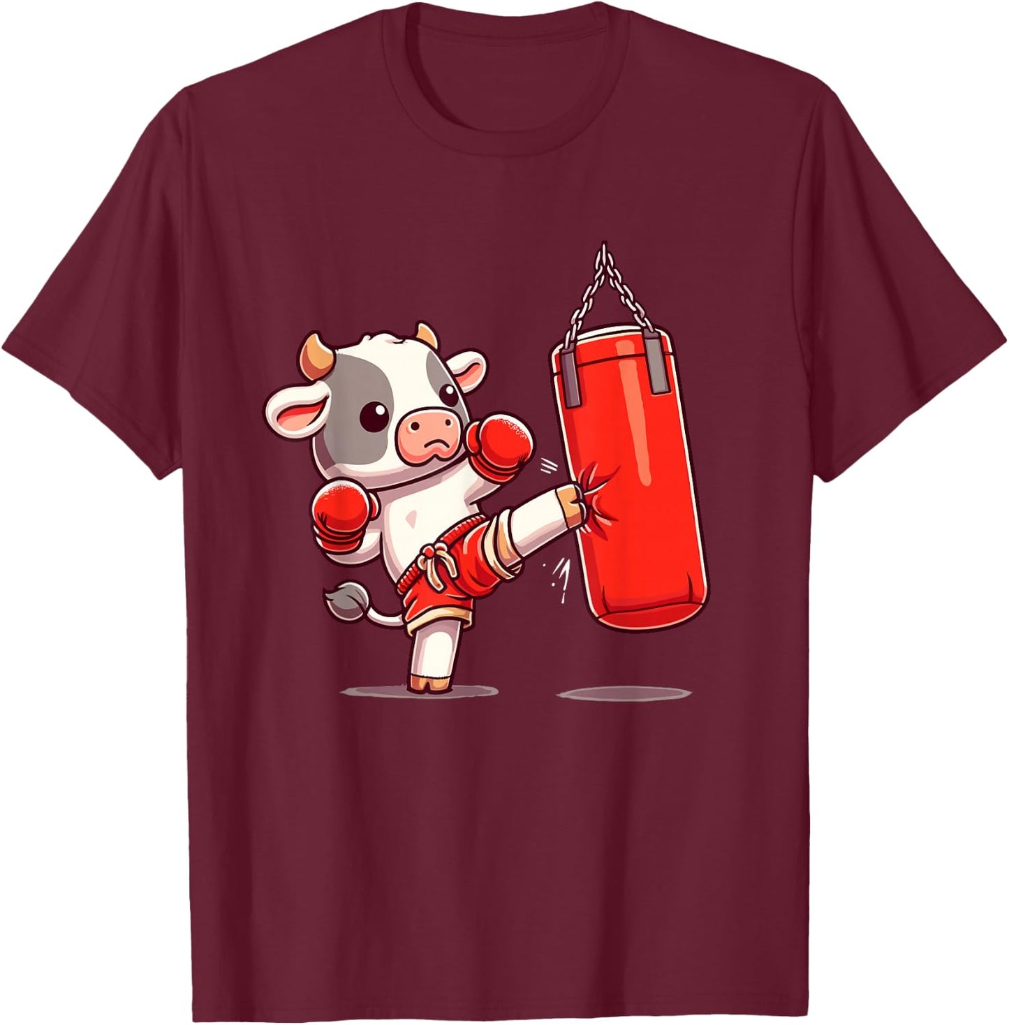 Muay Thai | Thai Boxing For Kids, Muay Thai Cow & Kickboxing T-Shirt - T-Shirt | Maroon