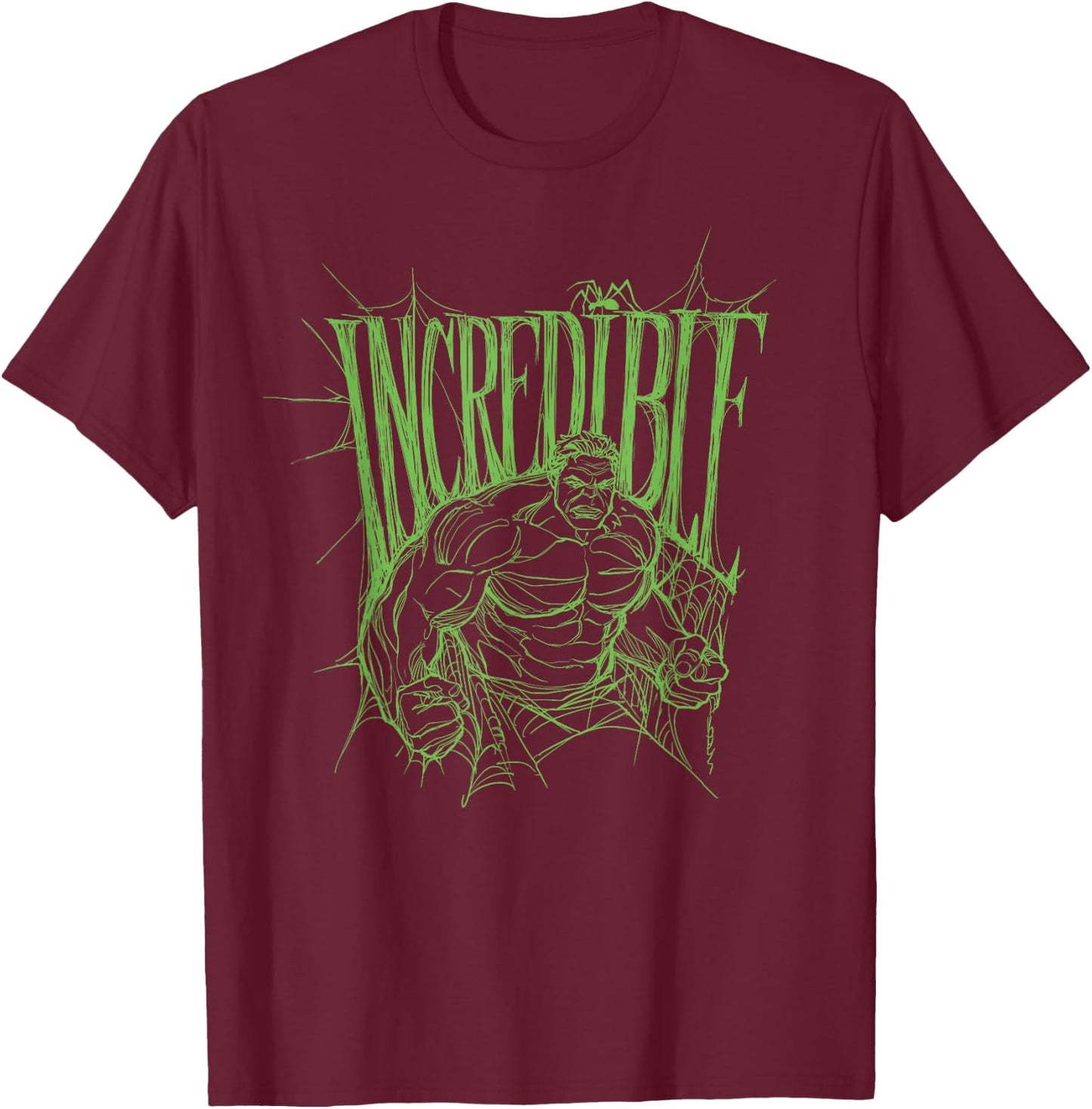 Marvel Studios Spider-Man BND Movie 2026 Incredible Hulk Web T-Shirt - T-Shirt | Maroon