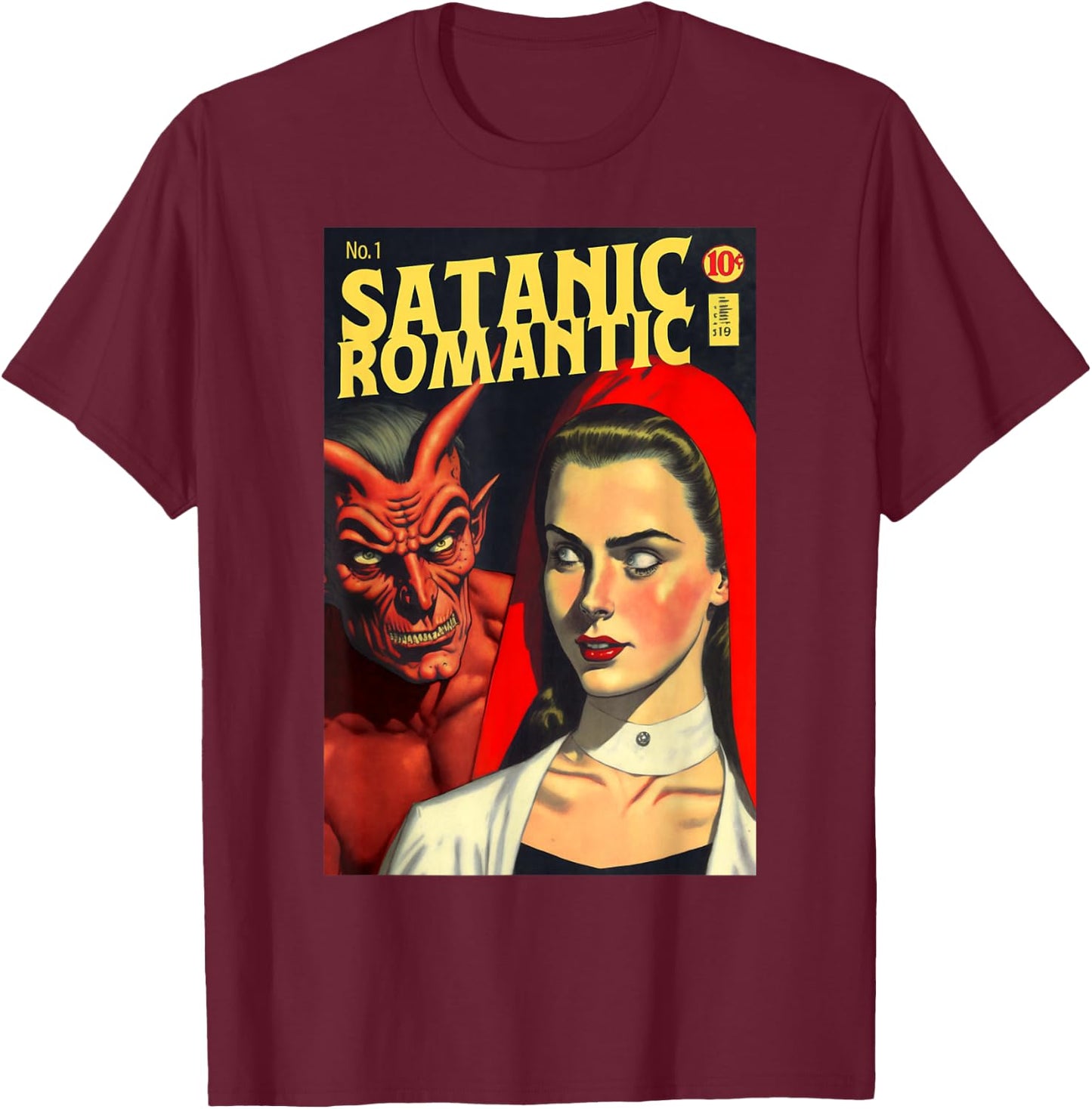 Satanic Romantic Satan Romance Novel Book Cover T-Shirt - T-Shirt | Maroon