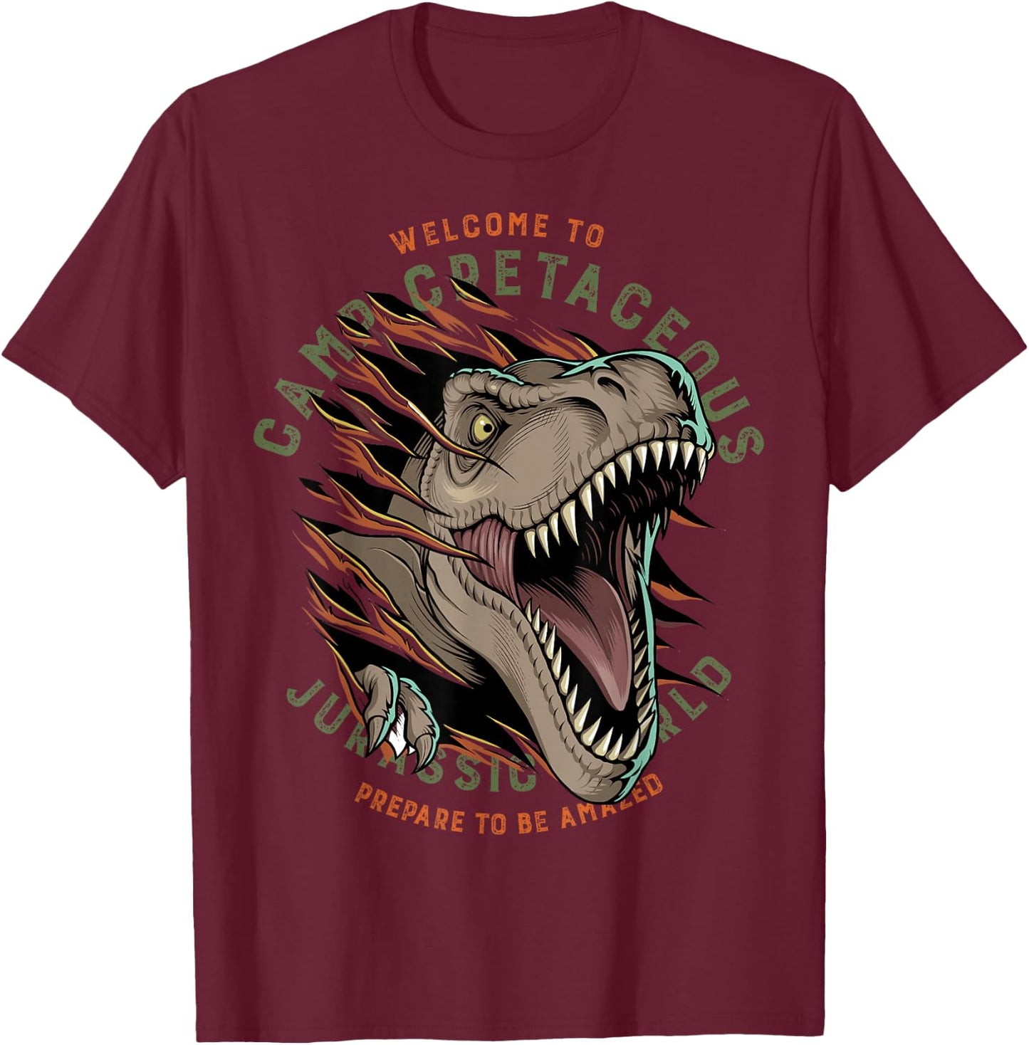 Jurassic World: Camp Cretaceous Welcome T-Rex T-Shirt - T-Shirt | Maroon