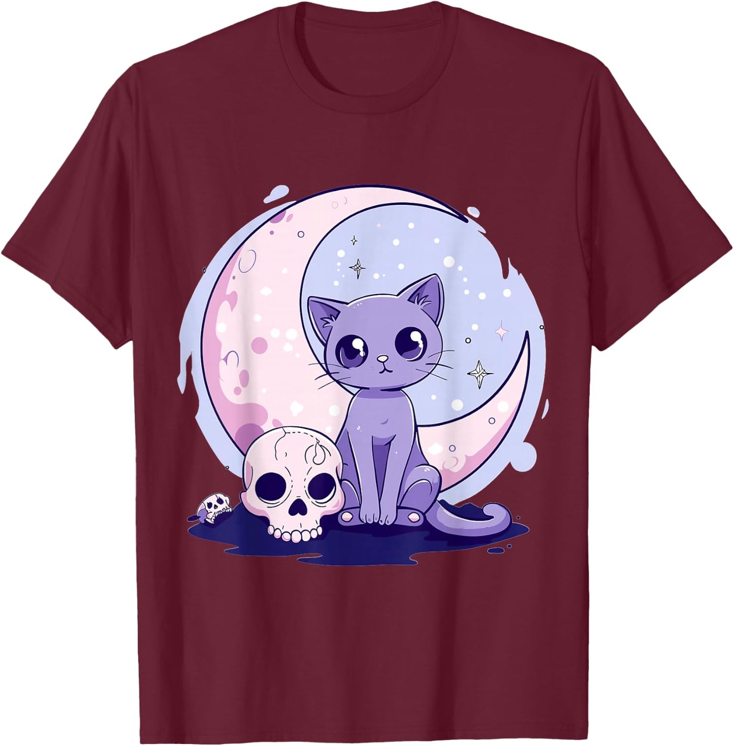 Goth Pastel Cute Creepy Kawaii Cat Kitten T-Shirt - T-Shirt | Maroon