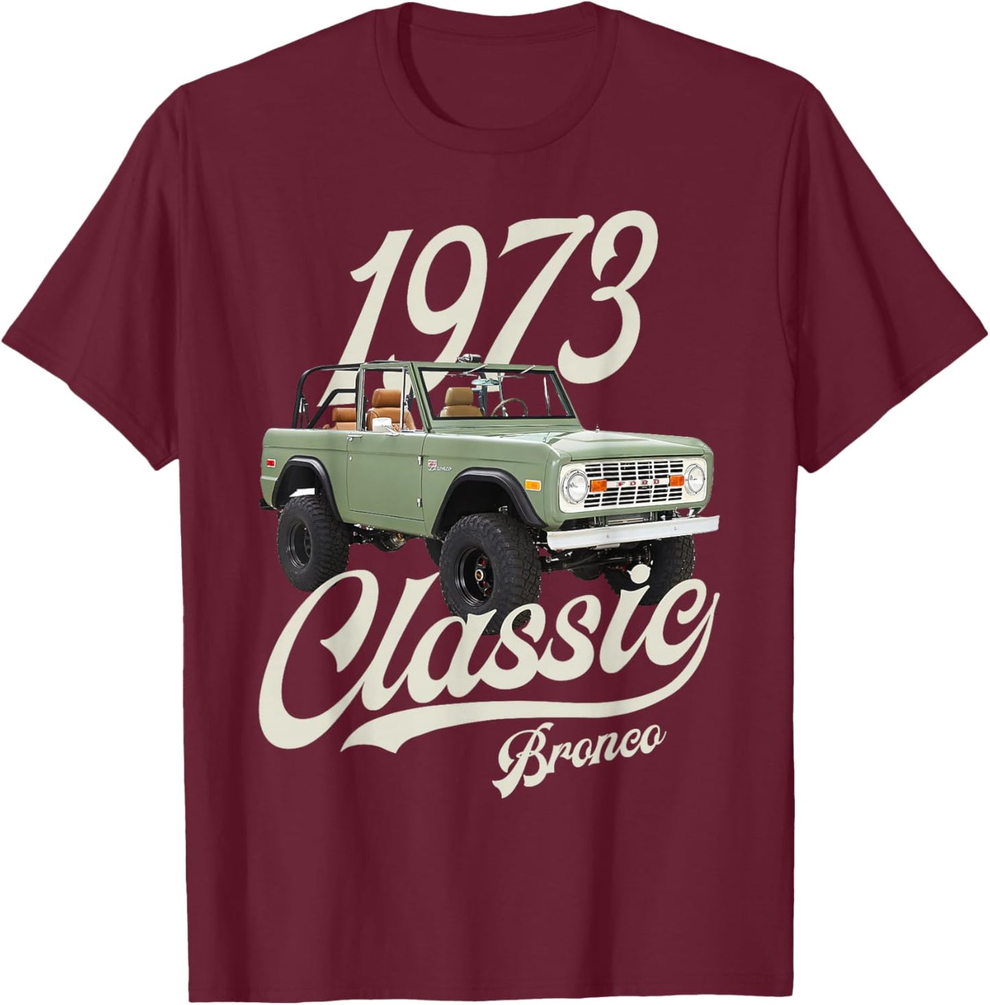 Classic bronco 1973 Beverly Park Bermuda Green T-Shirt - T-Shirt | Maroon