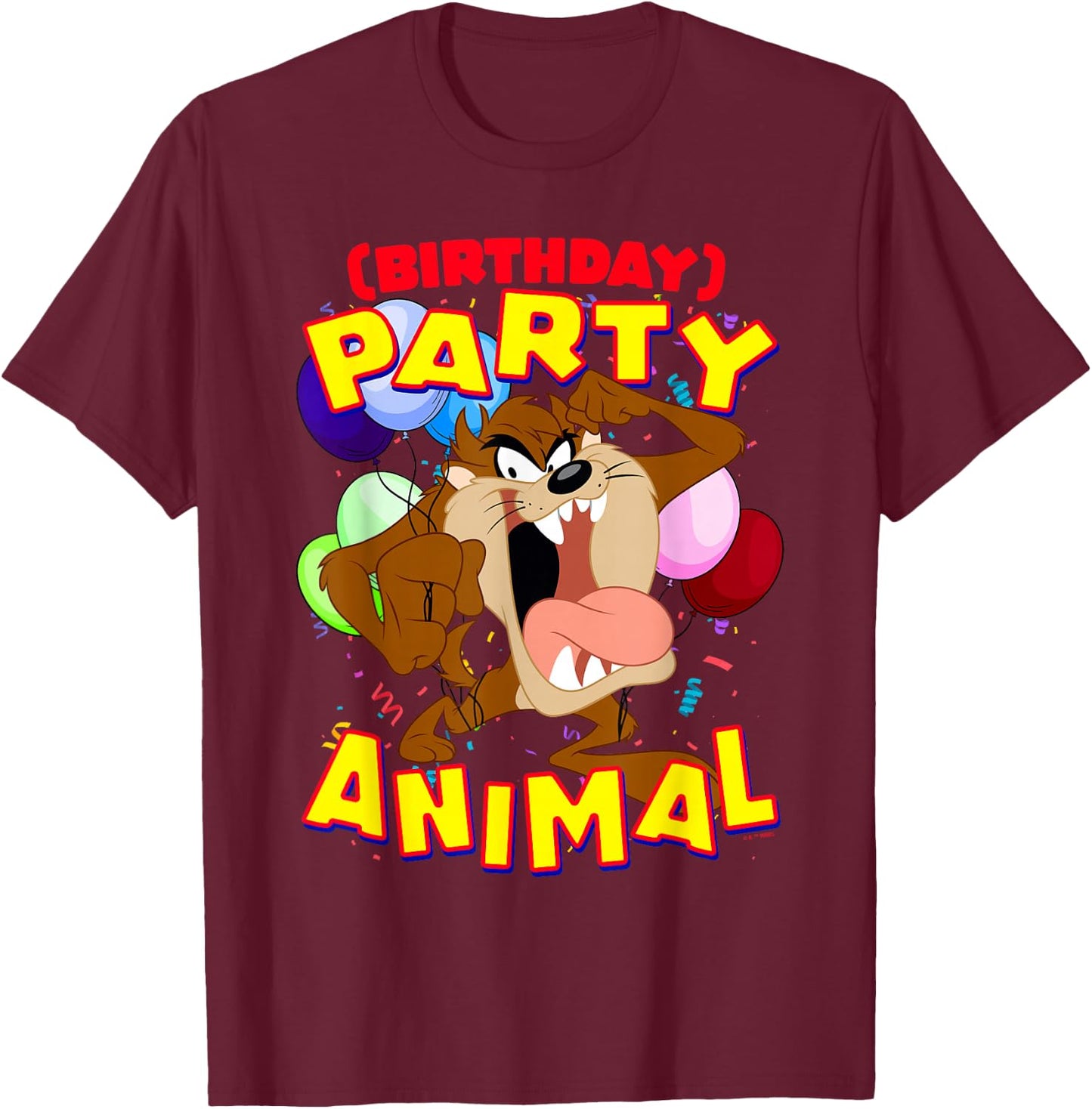 Looney Tunes Taz Birthday Party Animal T-Shirt - T-Shirt | Maroon