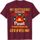 My Boyfriend Has Your Back Proud Firefighter Girlfriend T-Shirt - T-Shirt | Maroon