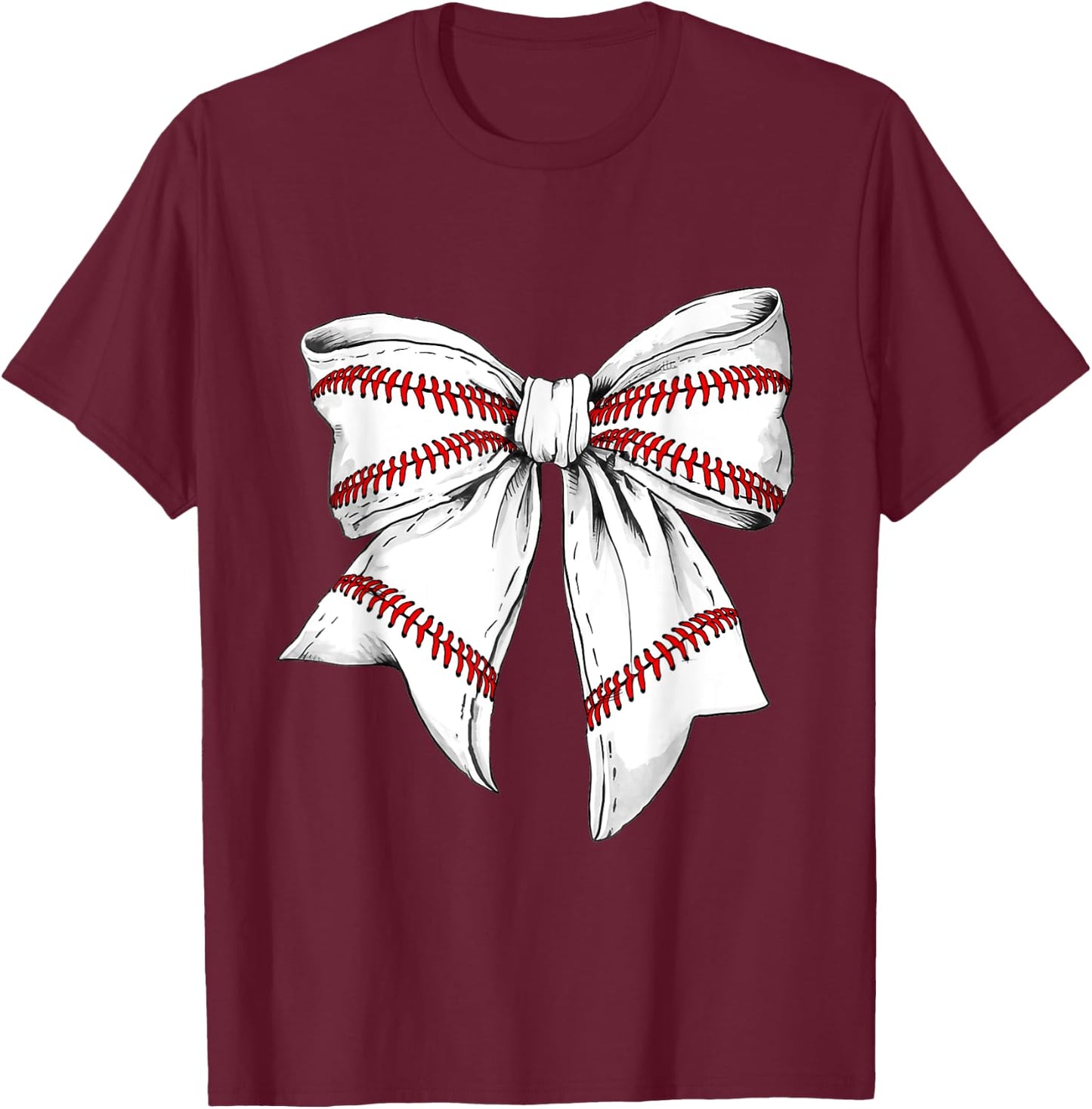 Baseball Mom Coquette Bow For Gameday T-Shirt - T-Shirt | Maroon