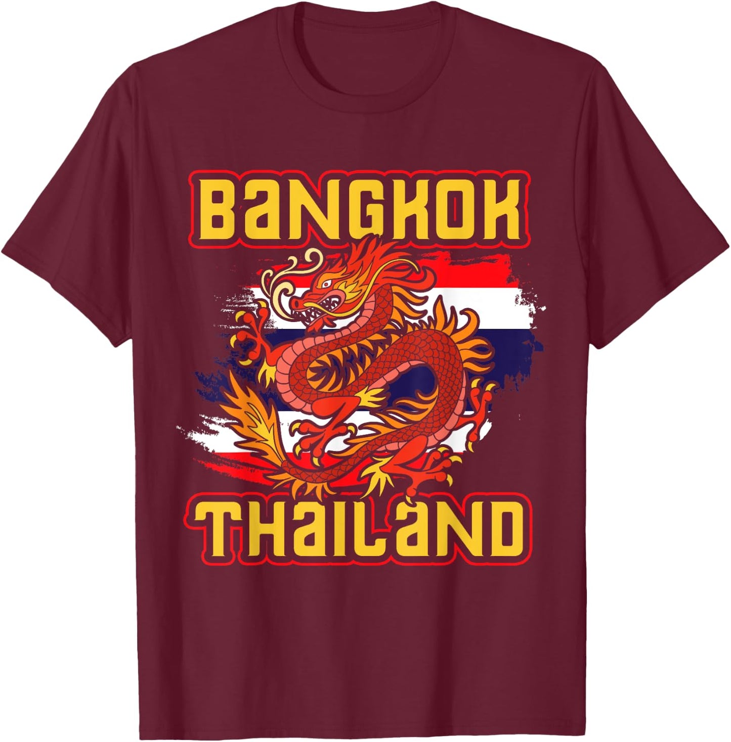 Bangkok Thai Flag Asia Dragon Thailand T-Shirt - T-Shirt | Maroon