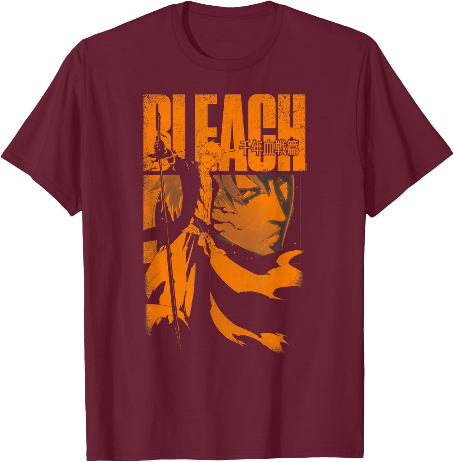 BLEACH: Thousand Year Blood War Orange Ichigo Pose Anime , Black, S T-Shirt - T-Shirt | Maroon
