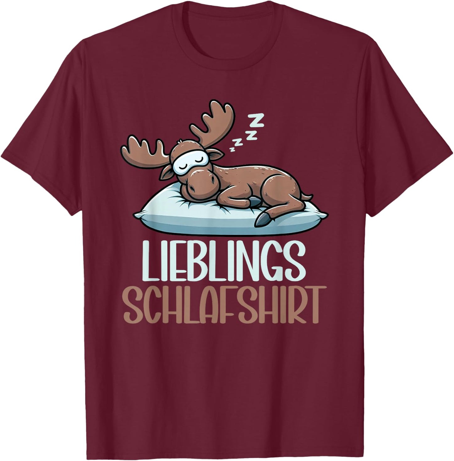 Official Sleep Shirt Funny Elk Pyjamas Short Sleeve , black T-Shirt - T-Shirt | Maroon