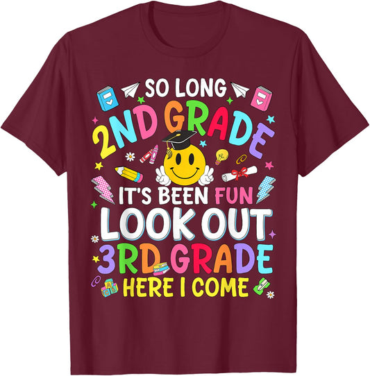 So Long 2nd Grade Look Out 3rd Grade Teacher Kids Boys Girls T-Shirt - T-Shirt | Maroon