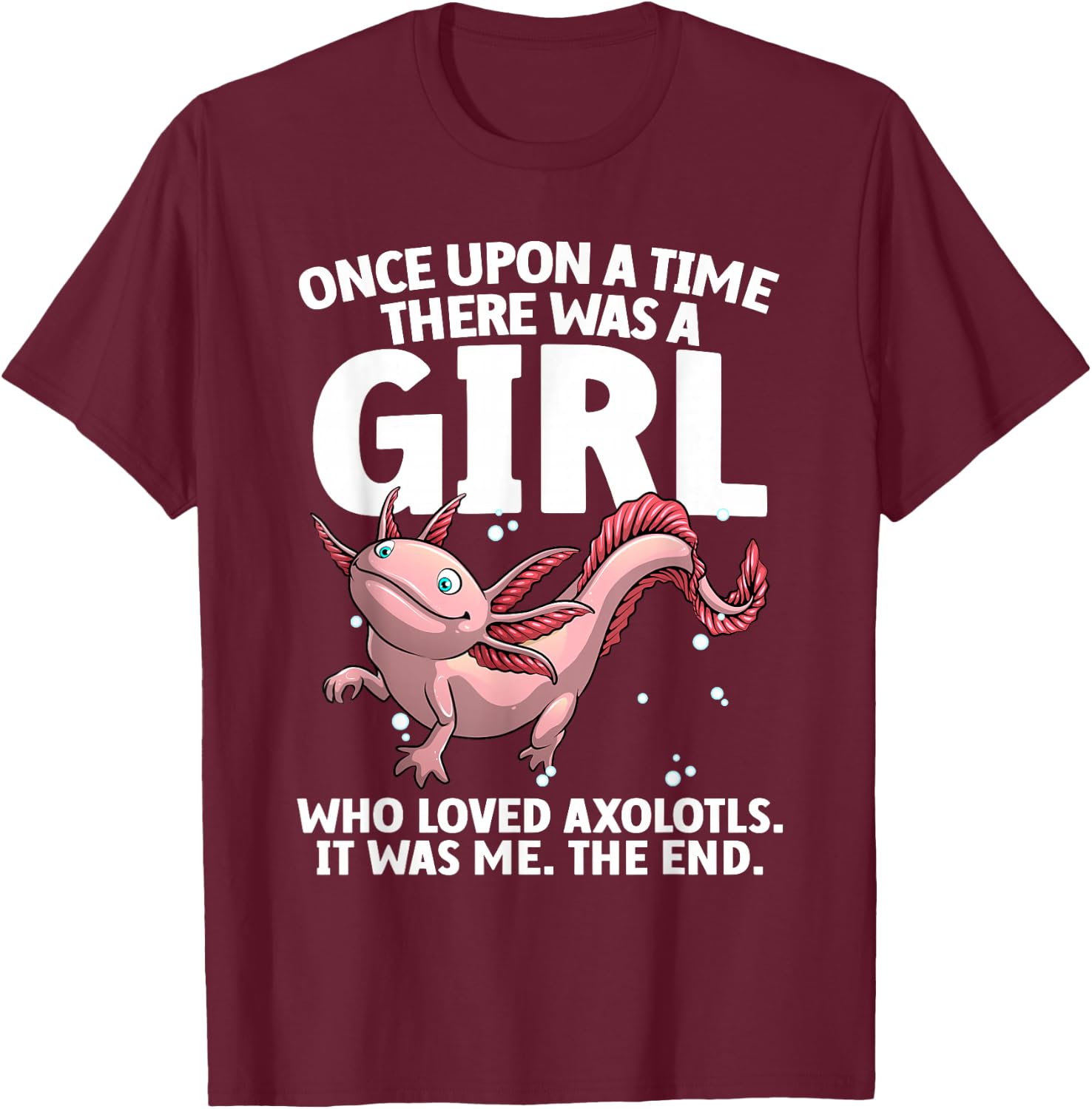 Cool Axolotl Art Girls Salamander Axolotl Lover T-Shirt - T-Shirt | Maroon