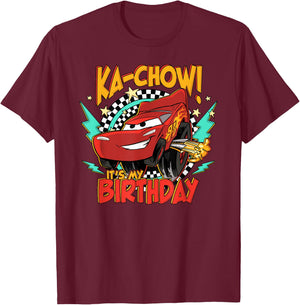 Disney Pixar Cars Birthday KaChow It's My Birthday Lightning T-Shirt - T-Shirt | Maroon