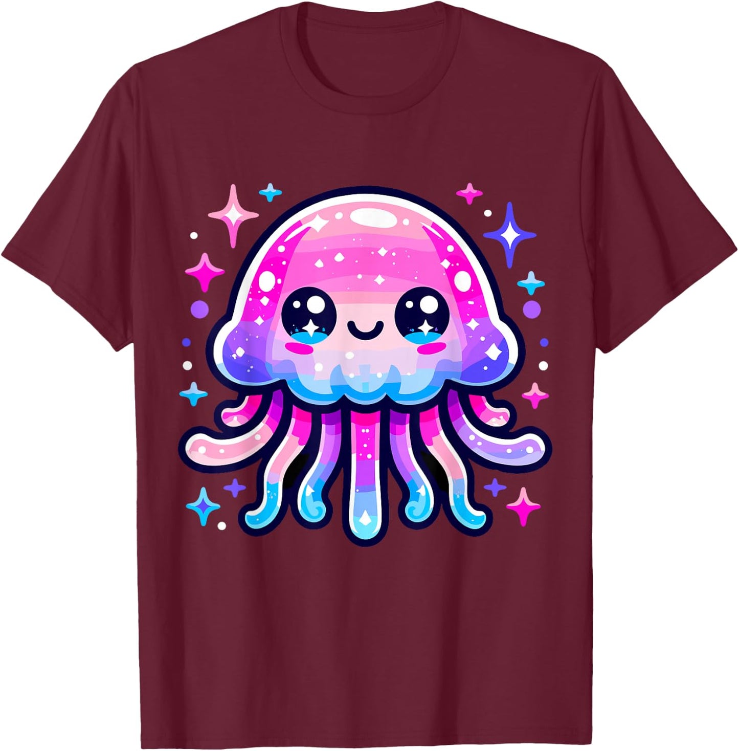 Cute Jellyfish Kawaii T-Shirt - T-Shirt | Maroon