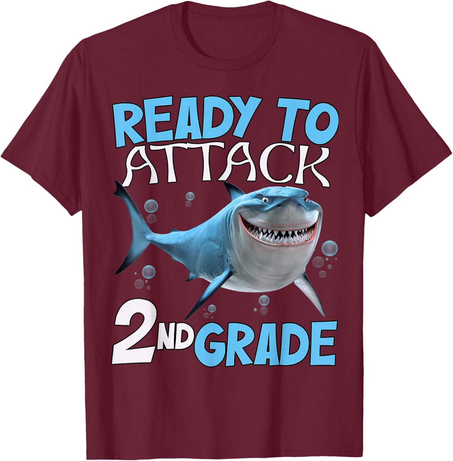 Shark Ready To Attack kids 2nd Grade Second funny 1st day T-Shirt - T-Shirt | Maroon