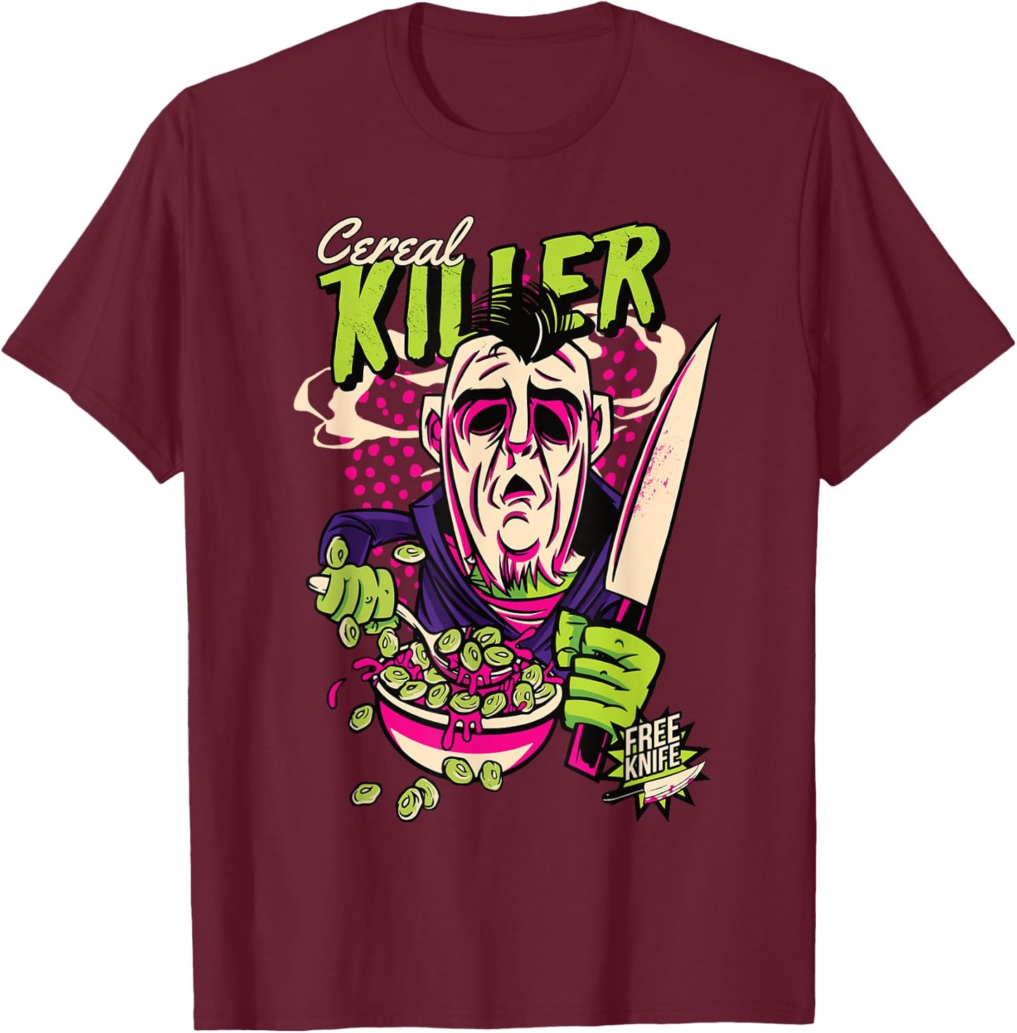 Müsli Killer Retro Horror Serienmörder Dark Humor Comic T-Shirt - T-Shirt | Maroon