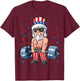 Uncle Sam Weightlifting 4th Of July Men Deadlift Fitness Gym T-Shirt - T-Shirt | Maroon
