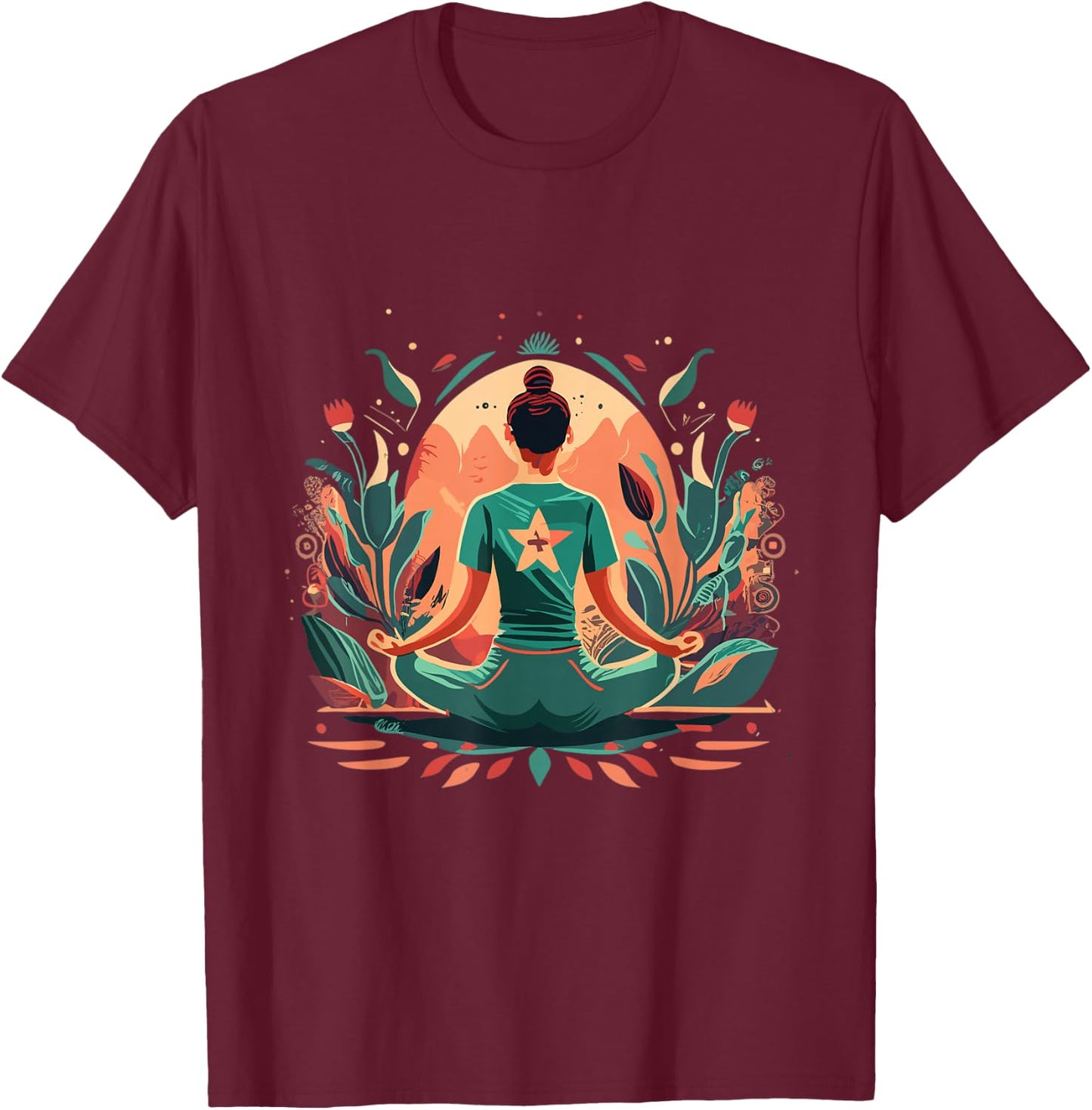 Yoga Meditation and Pilates , Blue T-Shirt - T-Shirt | Maroon
