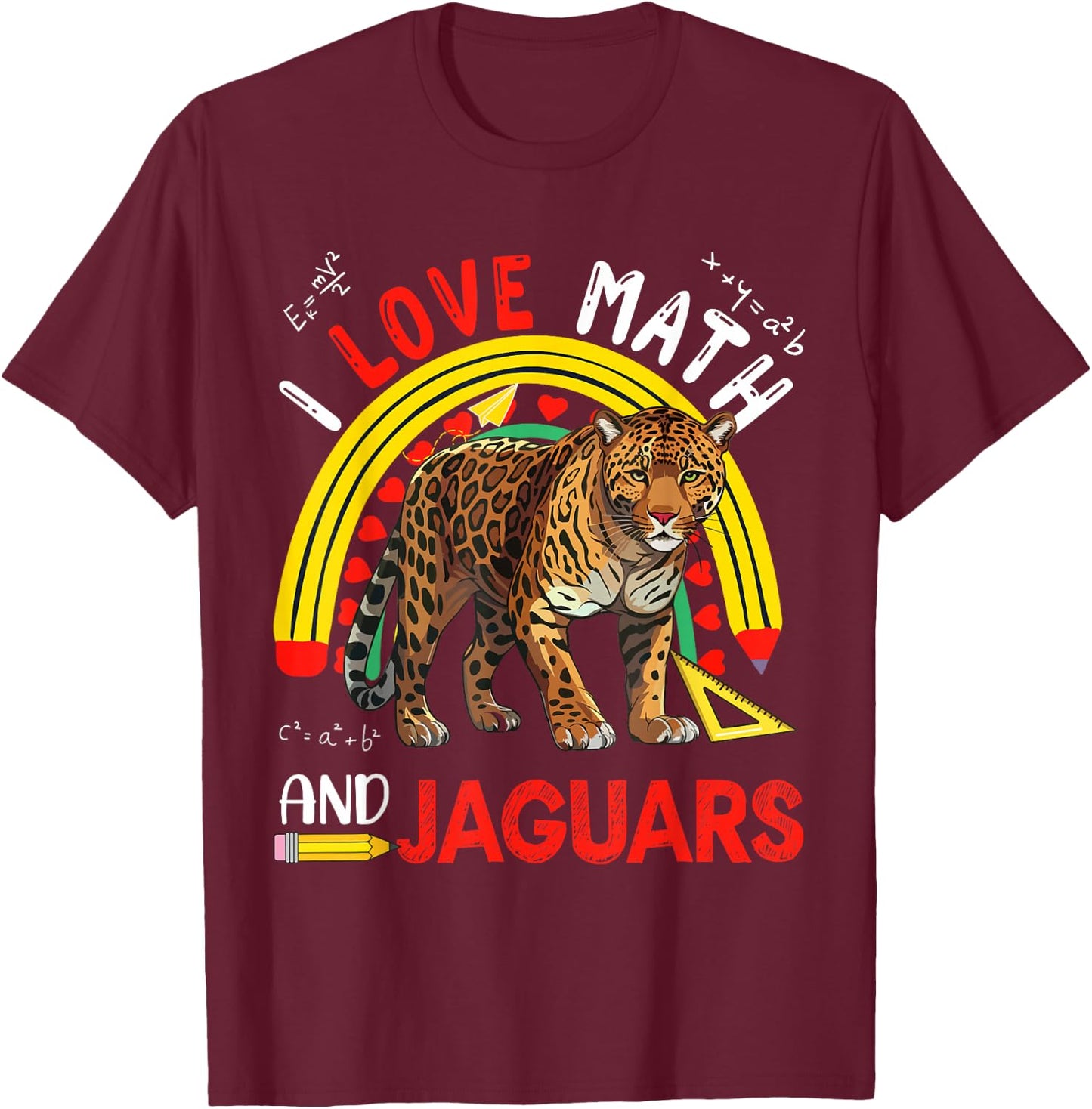 I Love Math And Jaguars Costume Teachers Students T-Shirt - T-Shirt | Maroon