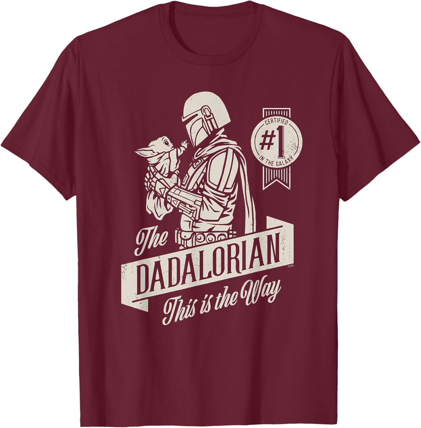 Star Wars The Mandalorian and Grogu Dadalorian Father's Day T-Shirt - T-Shirt | Maroon