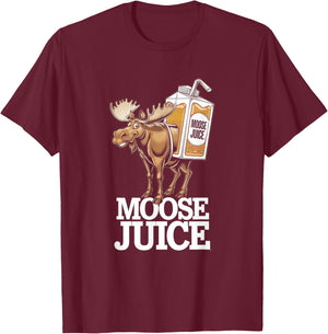 Funny Cartoon Moose Juice T-Shirt - T-Shirt | Maroon