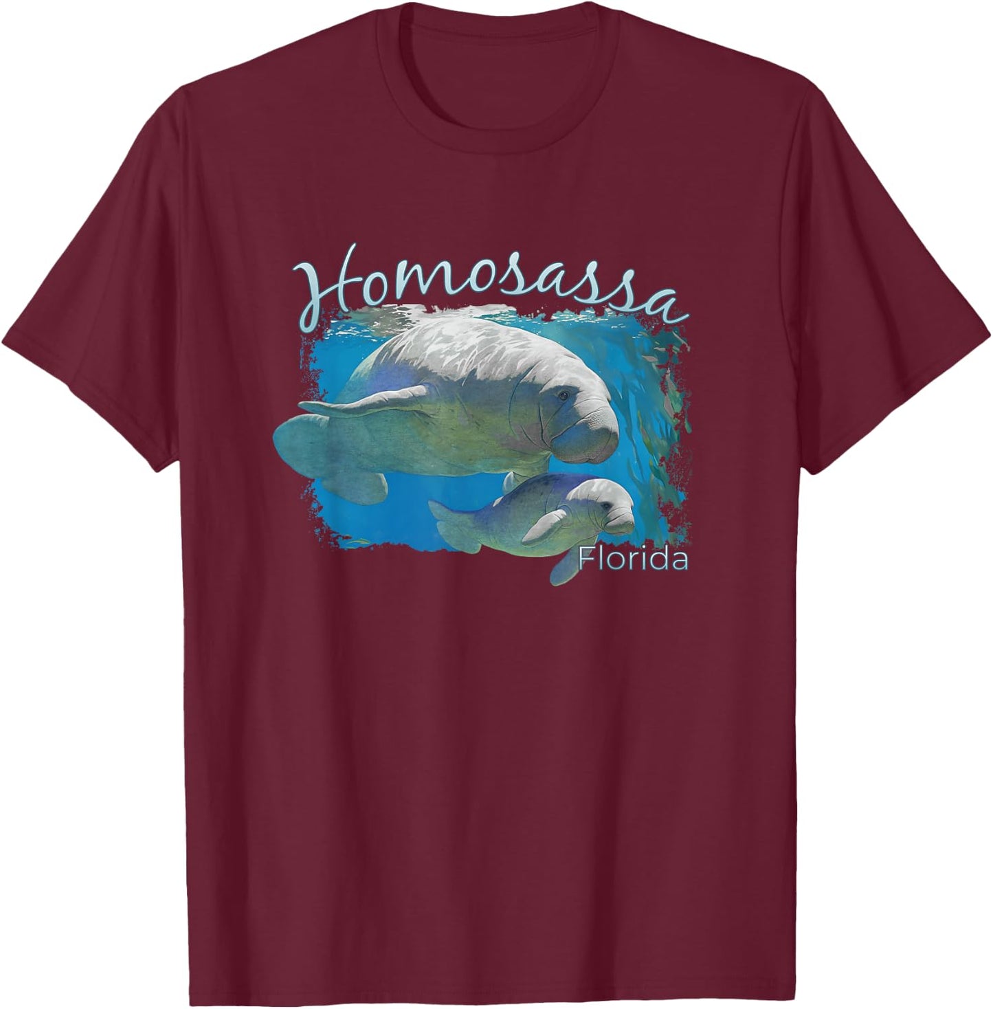 Homosassa Florida Love The Manatees T-Shirt - T-Shirt | Maroon