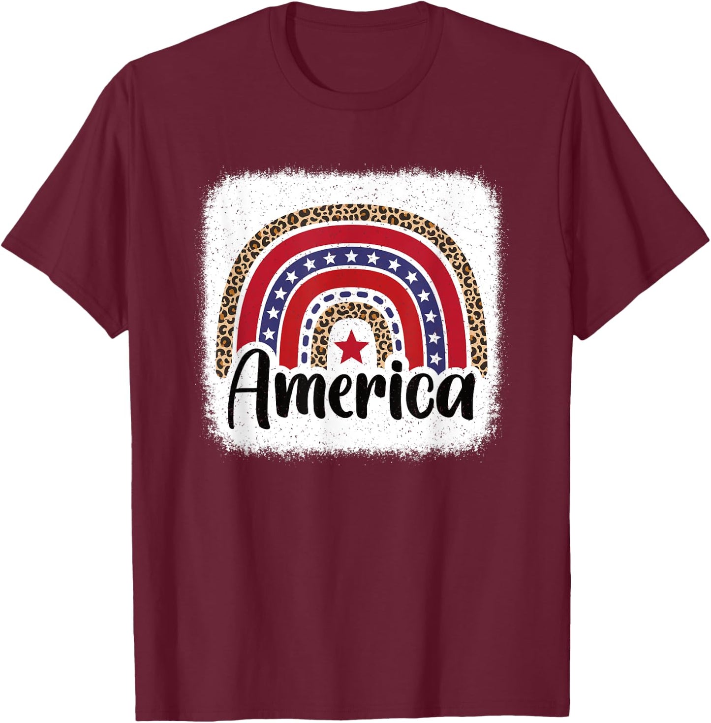 American Flag Rainbow 4th Of July USA Patriotic Women Girls T-Shirt - T-Shirt | Maroon