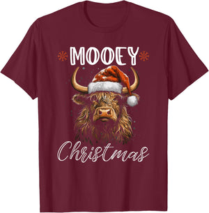 Christmas Highland Cow, Mooey Christmas Western Girl Country T-Shirt - T-Shirt | Maroon