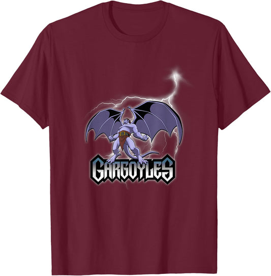 Disney Gargoyles Goliath Epically Rising Under The Thunder T-Shirt - T-Shirt | Maroon