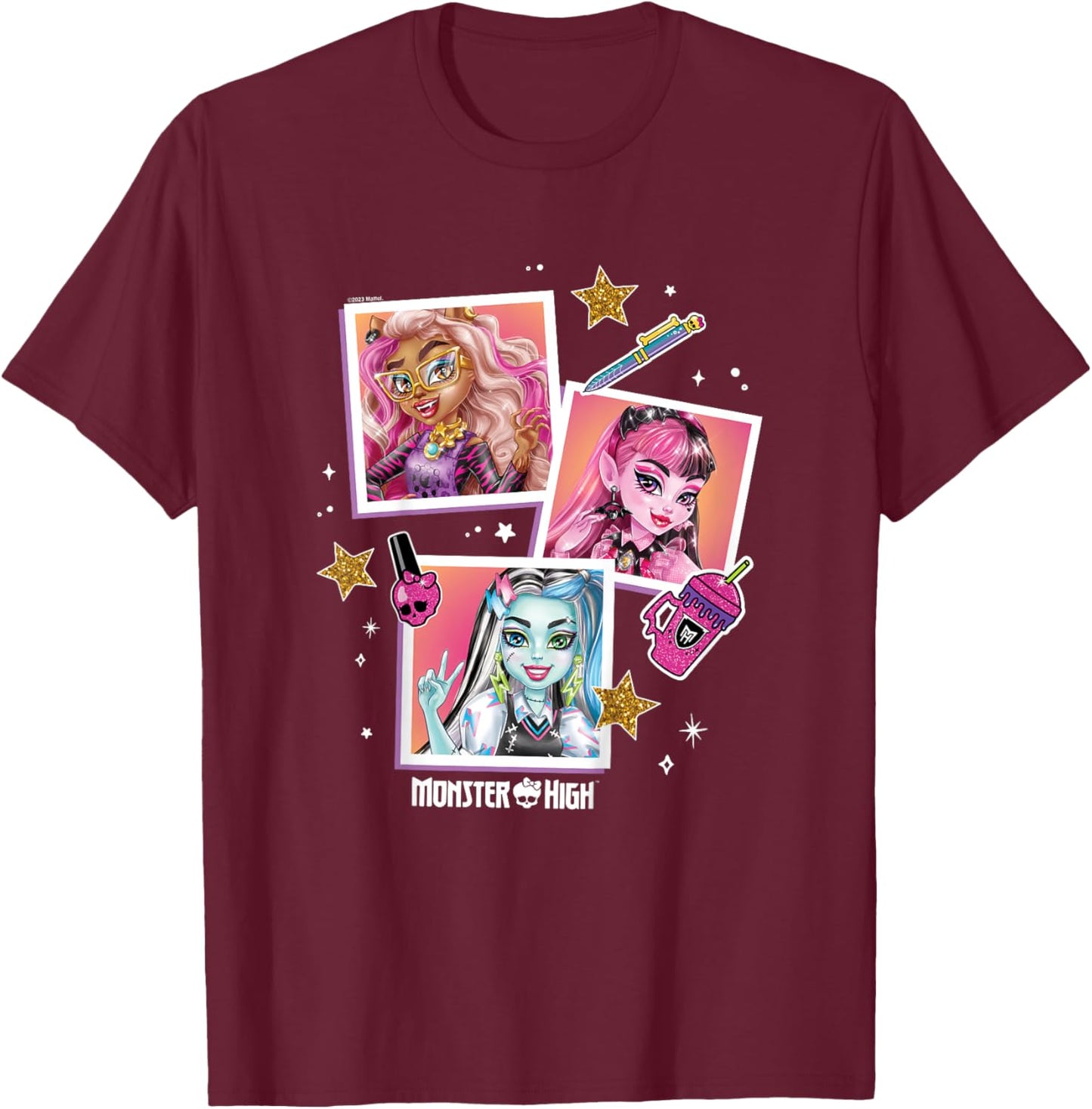 Kinder Monster High – Student – Foto Charakter Raster T-Shirt - T-Shirt | Maroon