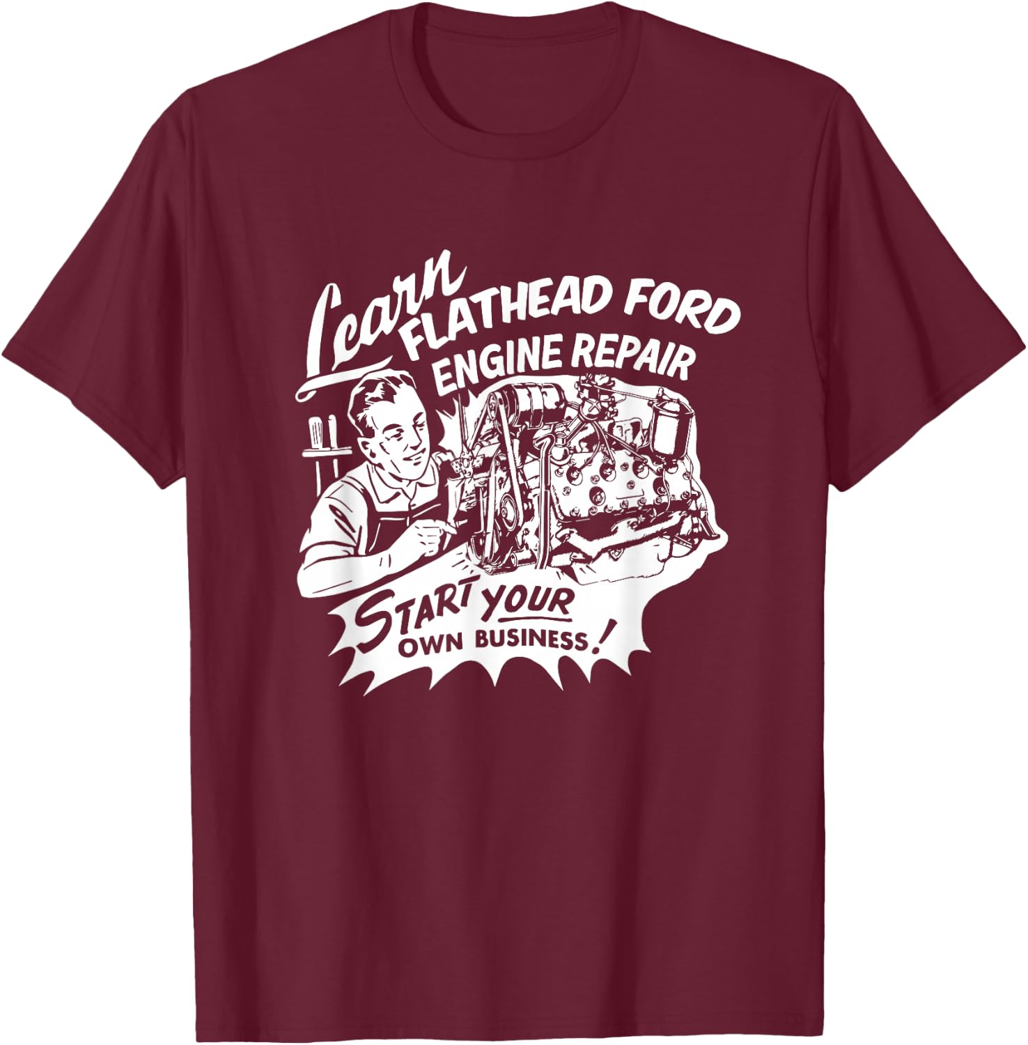 The Dirty Gringo Vintage V8 Flathead Engine Repair Car and Truck Retro Design T-Shirt - T-Shirt | Maroon