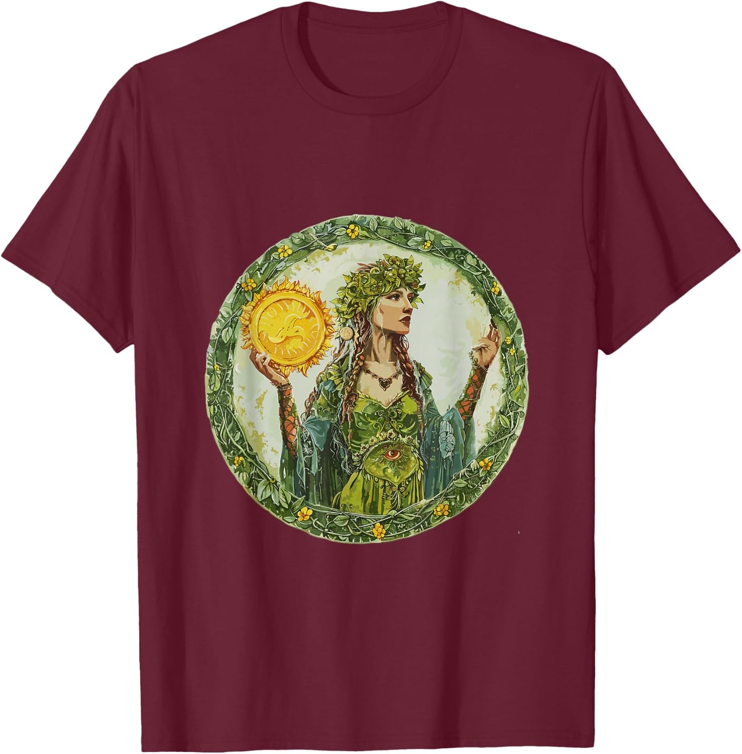 Ostara Spring Equinox Enchantress Renewal T-Shirt - T-Shirt | Maroon