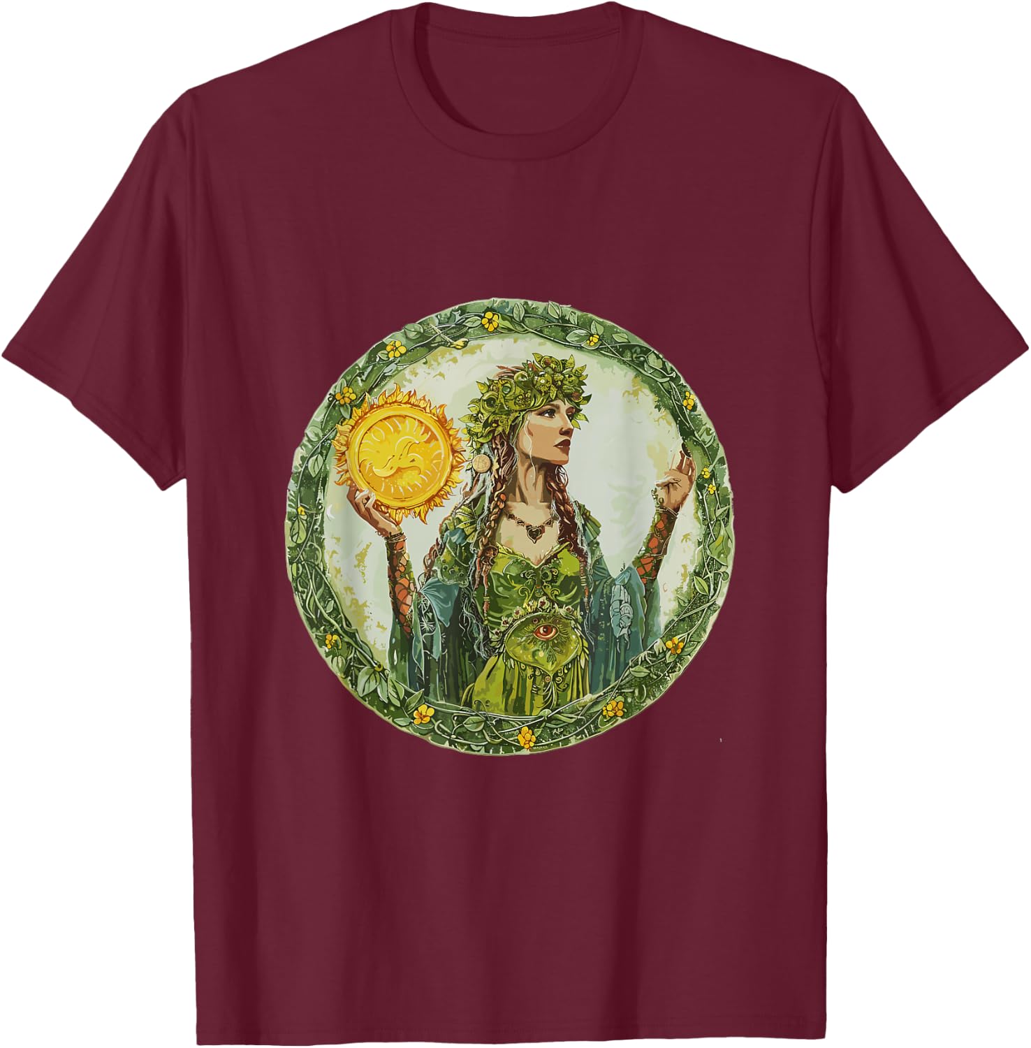 Ostara Spring Equinox Enchantress Renewal T-Shirt - T-Shirt | Maroon