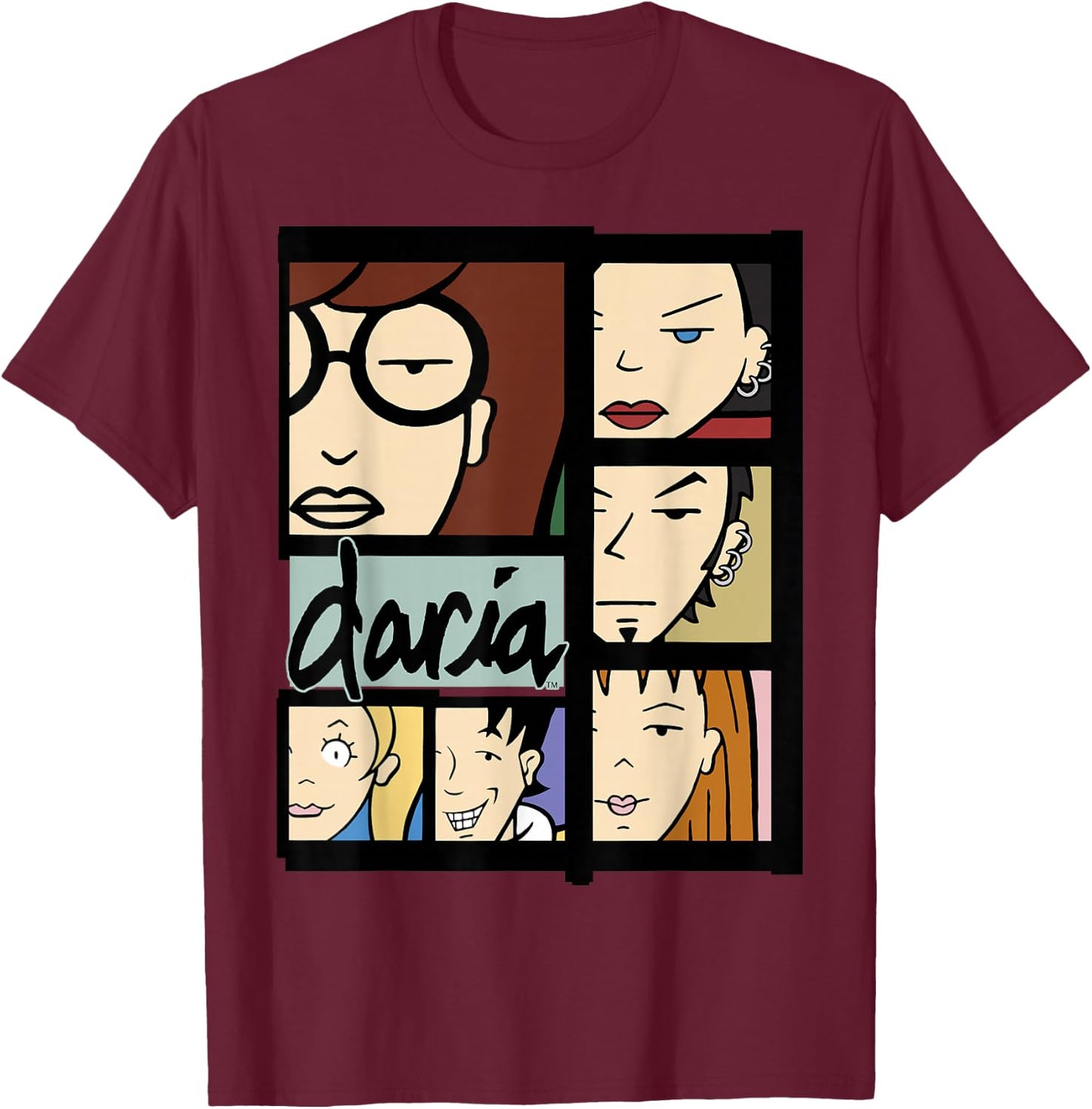 Daria Character Panels Logo Small T-Shirt - T-Shirt | Maroon