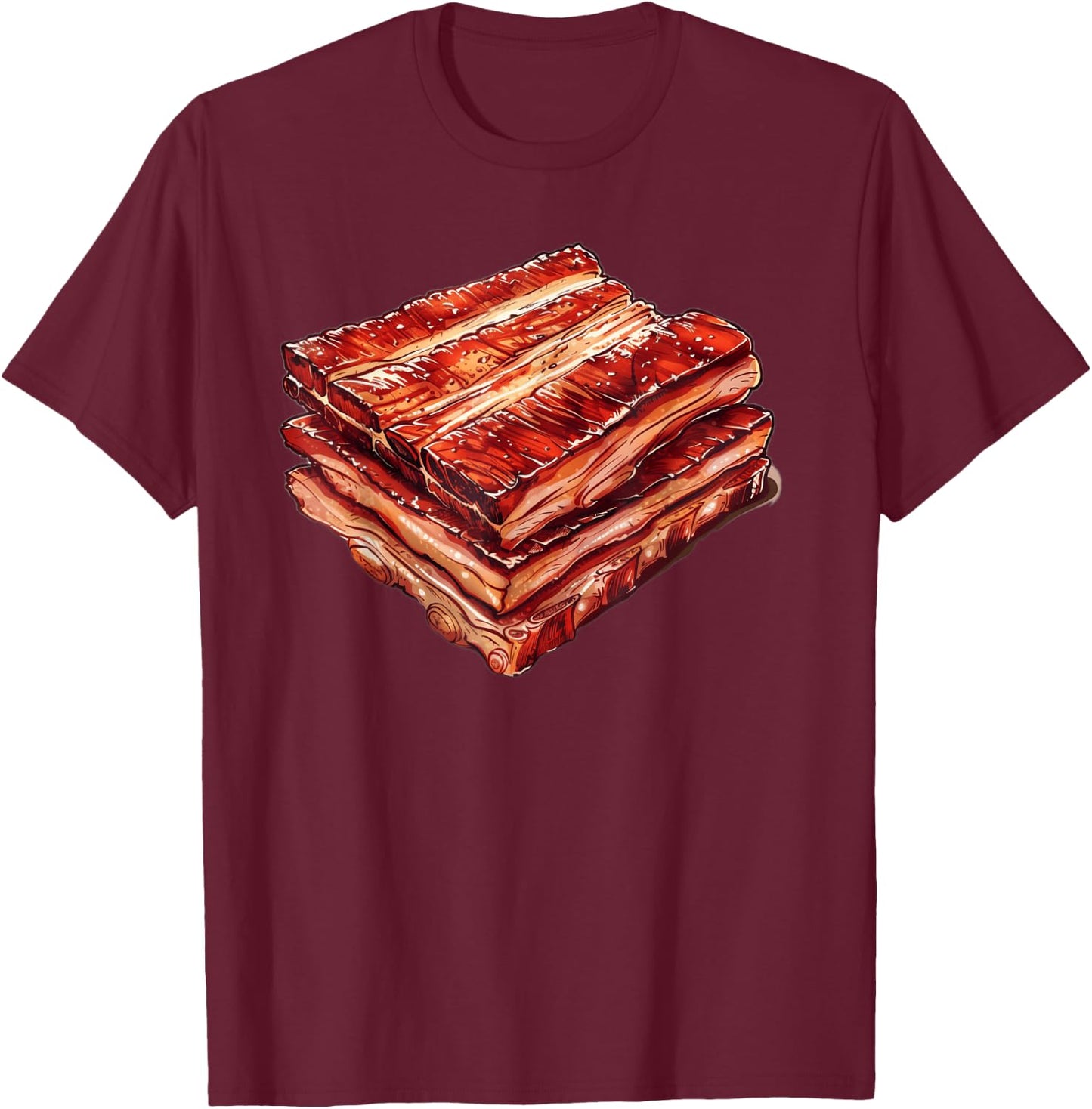 Pork Belly With A Vintage Look T-Shirt - T-Shirt | Maroon