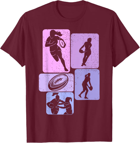 Rugby Girl Women's , Black, S T-Shirt - T-Shirt | Maroon