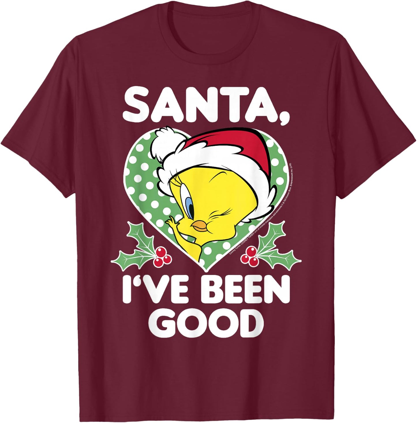 Looney Tunes Christmas Tweety Bird Santa I've Been Good T-Shirt - T-Shirt | Maroon