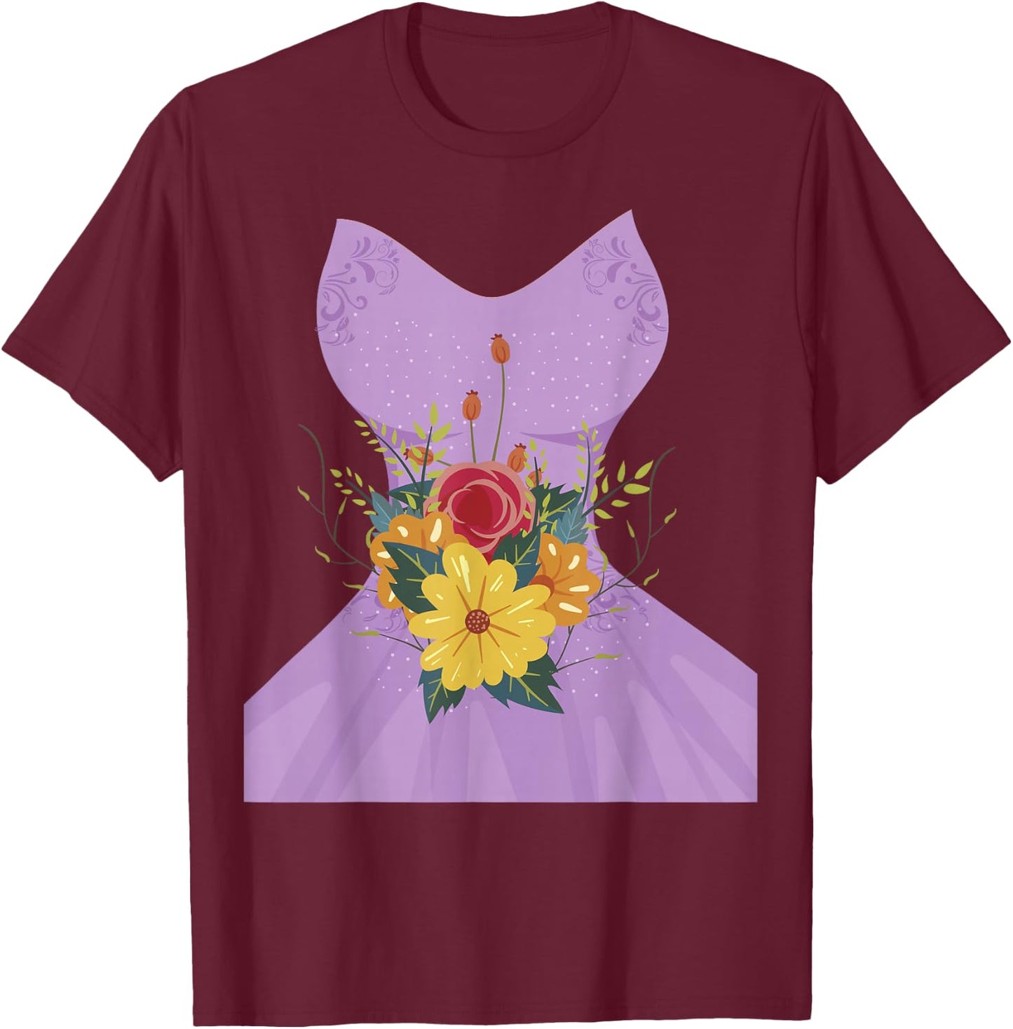 Simple Wedding Dress Gift Bridal Showers Gift T-Shirt - T-Shirt | Maroon