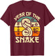 Vintage Year of Snake 2025 Chinese New Year Snake Zodiac T-Shirt - T-Shirt | Maroon