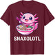 Snaxolotl Axolotl Eating Ramen Noodles Kawaii T-Shirt - T-Shirt | Maroon