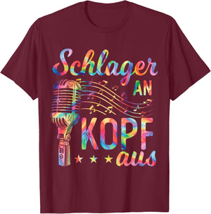 Schlager An Kopf Aus Schlageroutfit Schlagerparty , black T-Shirt - T-Shirt | Maroon
