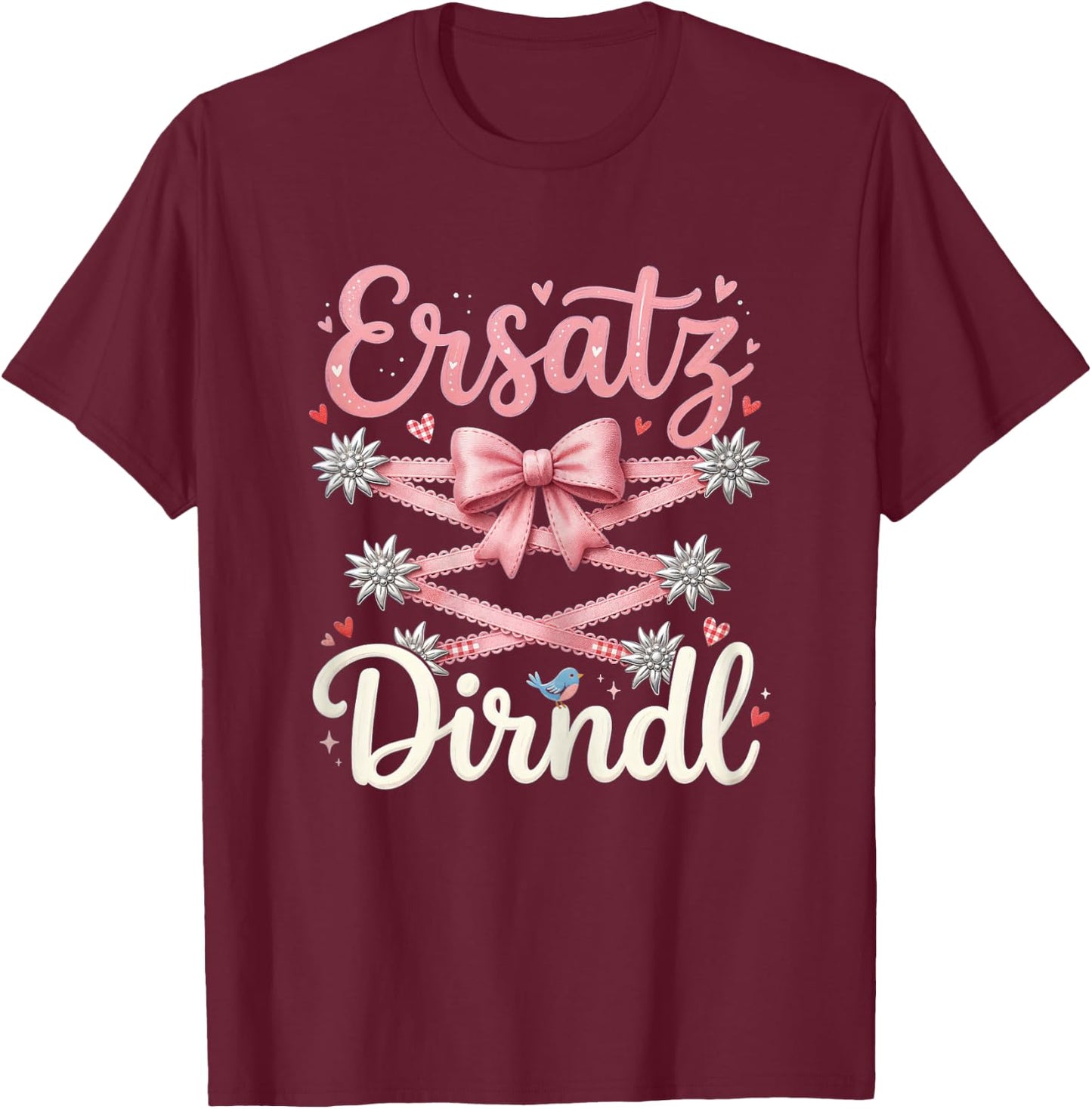 Outfit Trachten Damen Trachtenshirt Ersatz Dirndl T-Shirt - T-Shirt | Maroon