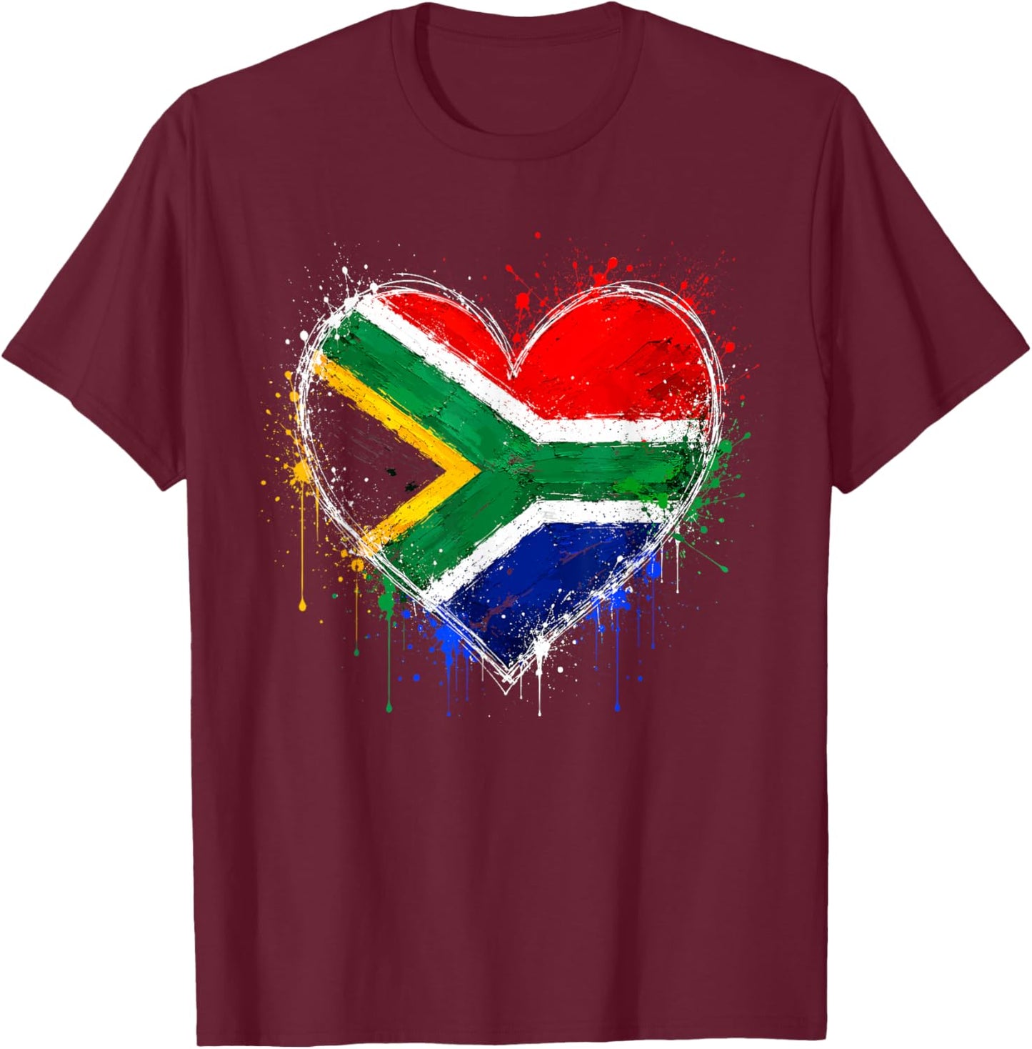 Drapeau Afrique du Sud Coeur T-Shirt - T-Shirt | Maroon