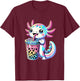 Axolotl Boba Tea Kawaii Neko Japanese Bubble Tea for Girls T-Shirt - T-Shirt | Maroon