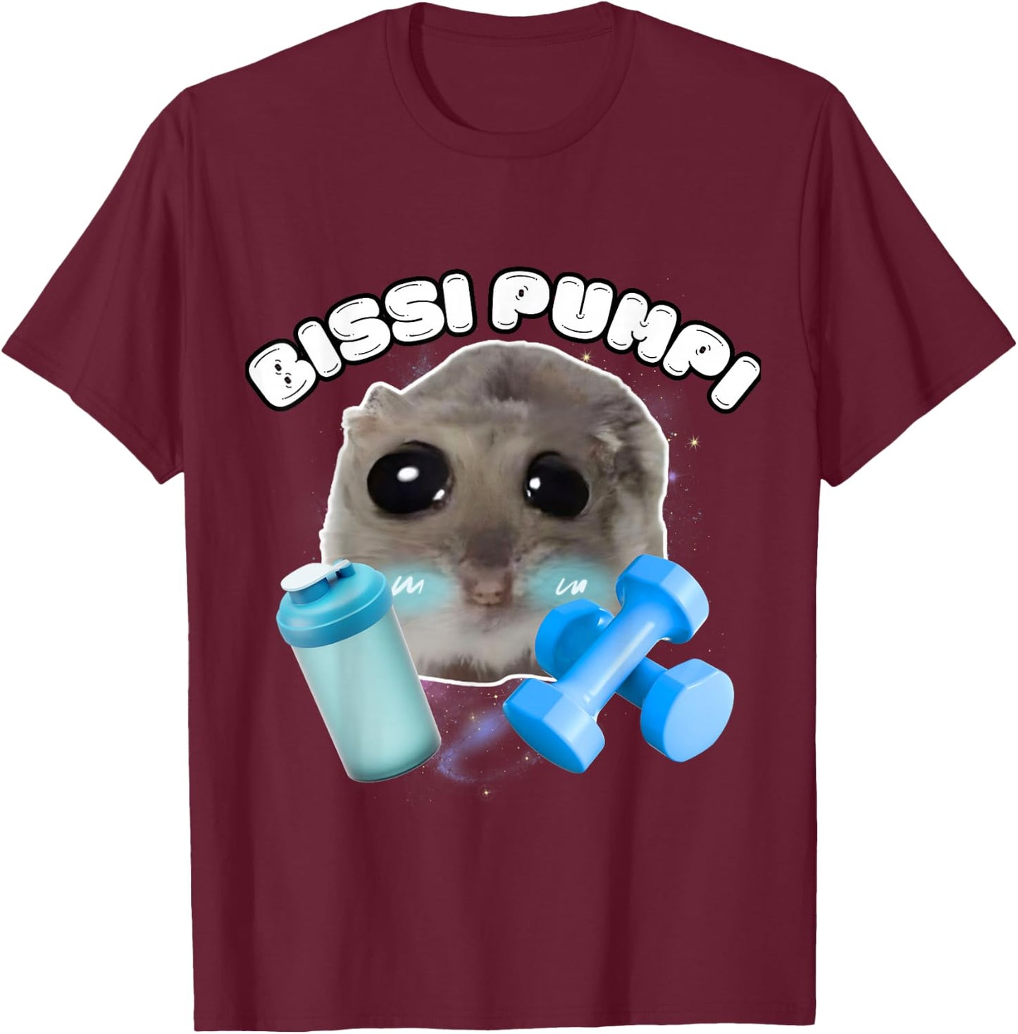 Bissi Pumpi Funny Sad Hamster Cute Hamstie , black T-Shirt - T-Shirt | Maroon