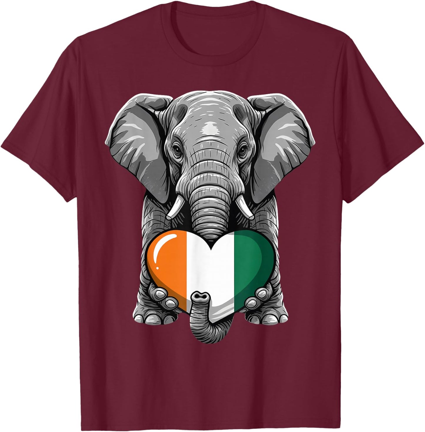 Ivory Coast Elephant Flag Cote D'Ivoire Ivorian Roots T-Shirt - T-Shirt | Maroon