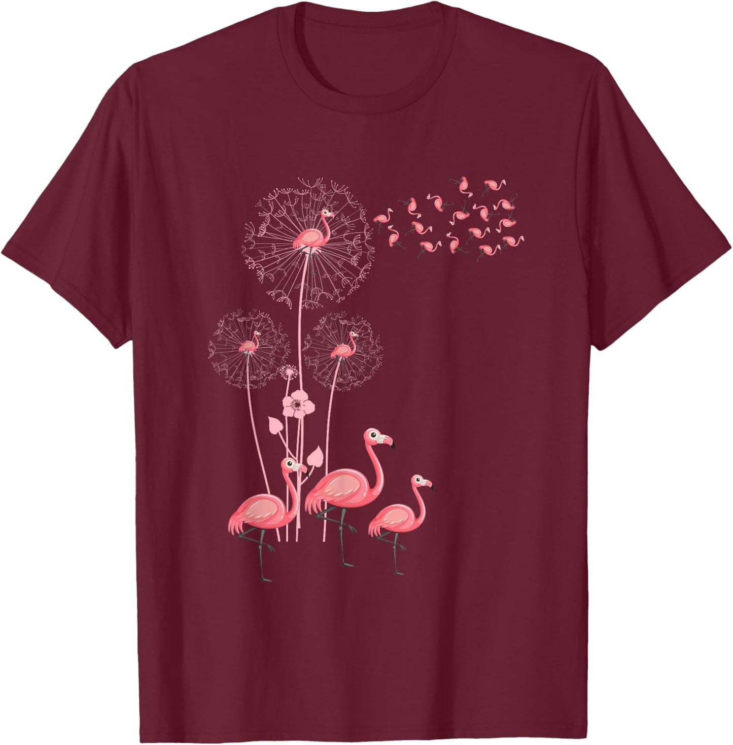 Dandelion Flamingo Flamingo Dandelion T-Shirt - T-Shirt | Maroon