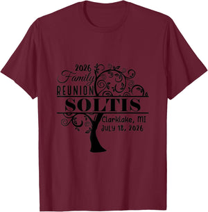 Soltis Family Reunion 2026 Text No Box T-Shirt - T-Shirt | Maroon