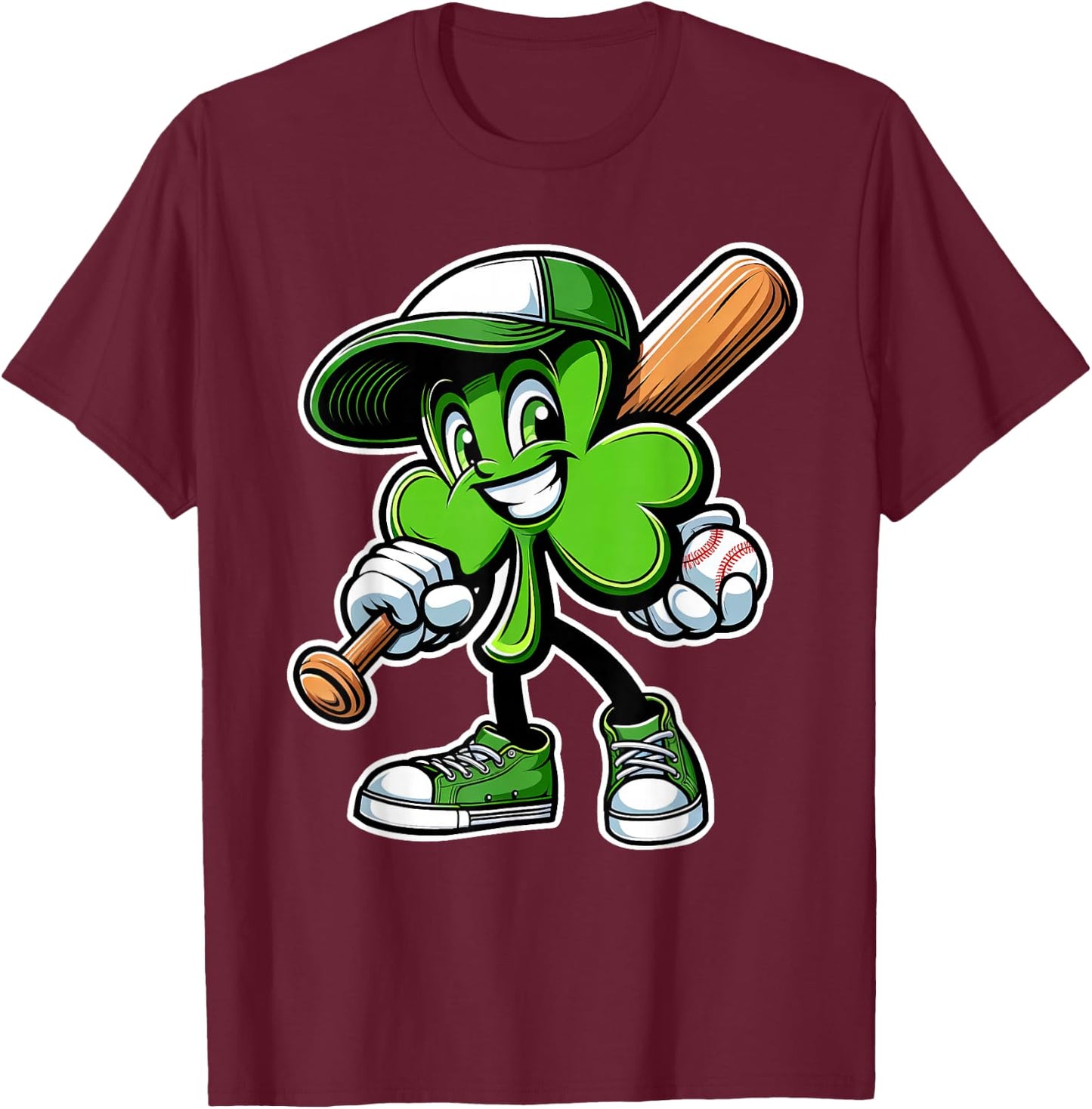 Dabbing Shamrock Baseball Boys Girls St Patricks Day T-Shirt - T-Shirt | Maroon