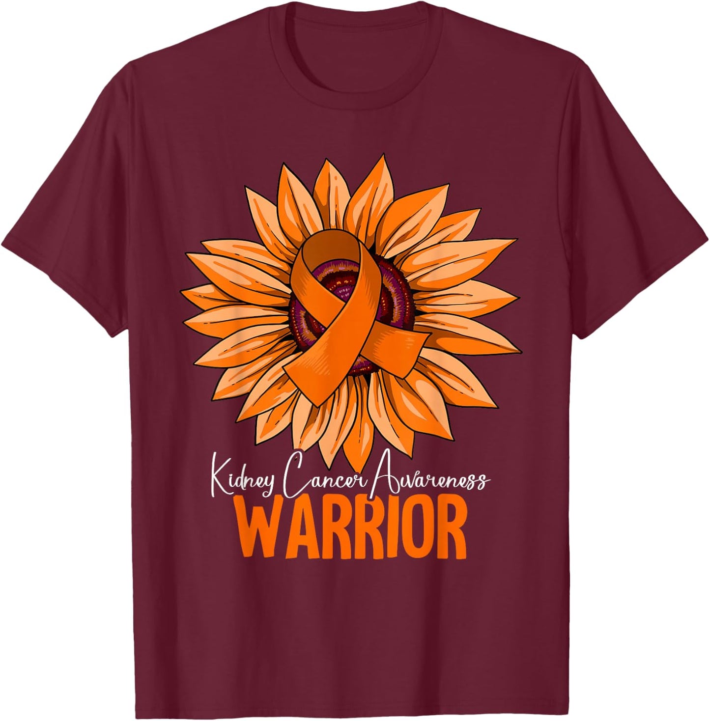 Warrior Kidney Cancer Awareness T-Shirt - T-Shirt | Maroon